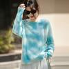 Retro Gradient Wool-Cashmere Women's Brushed Knit Sweater - Autumn/Winter Loose Long Sleeve Top