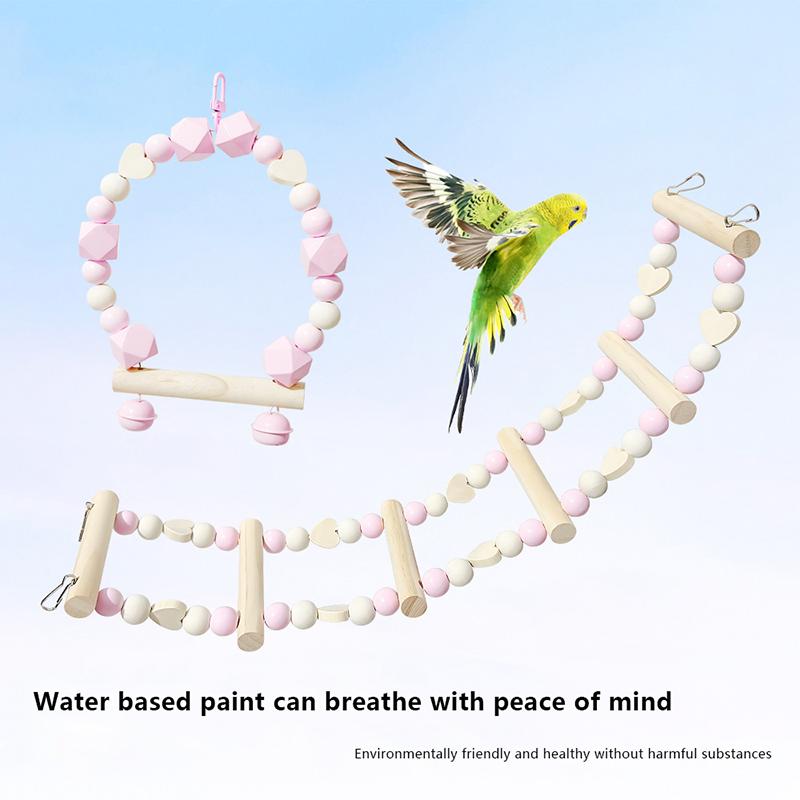 

1/2 шт прочные качели для птиц попугаи деревянные качели игрушка яркие цвета попугай подвесная игрушка трапеция качели птица лазание жердочка подставка