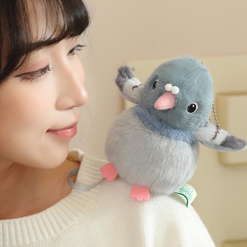 Cute Mini Standing Shoulder Pet Bird Plush Toy Fluffy Parrot Pigeon Stuffed Doll Pendant