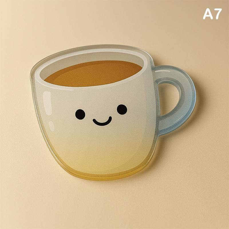 Cute Cartoon Acrylic Coaster Irregular Shapes Heat-Resistant Bowl Pad For Coffee, Tea, Hot Drinks Table Protectors Desk Decor