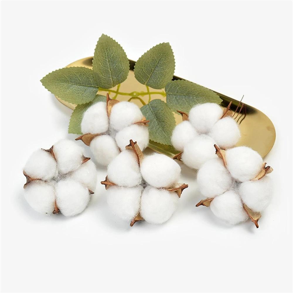 

10 ШТ. Біла бавовна Товари для флористів Весільні автомобілі Декоративні вінки Різдвяний домашній декор Подарункова коробка своїми руками Дешеві штучні квіти білий