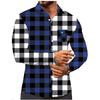 Men's Color Blocking Plaid Trendy Fashion Loose Drop Shoulder Lapel Long Sleeve Shirt