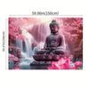 2D Buddha Meditation Backdrop, Pink Lotus & Cherry Blossom Nature Background