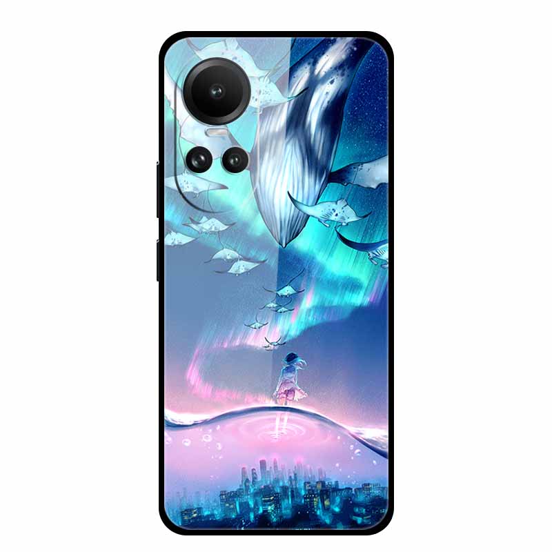 Tempered Glass Case For Oppo Reno10 Pro Cover Reno 10 5G Fashion Hard Back Cover for Oppo Reno 10 Pro 5G Reno105G Case Lion Capa