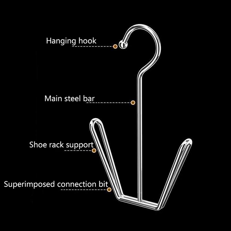 2/5Pcs Stainless Steel Shoe Rack Hangers Metal Storage Box Space-Saving With Closet Hooks Silver Home Laundry Accessories