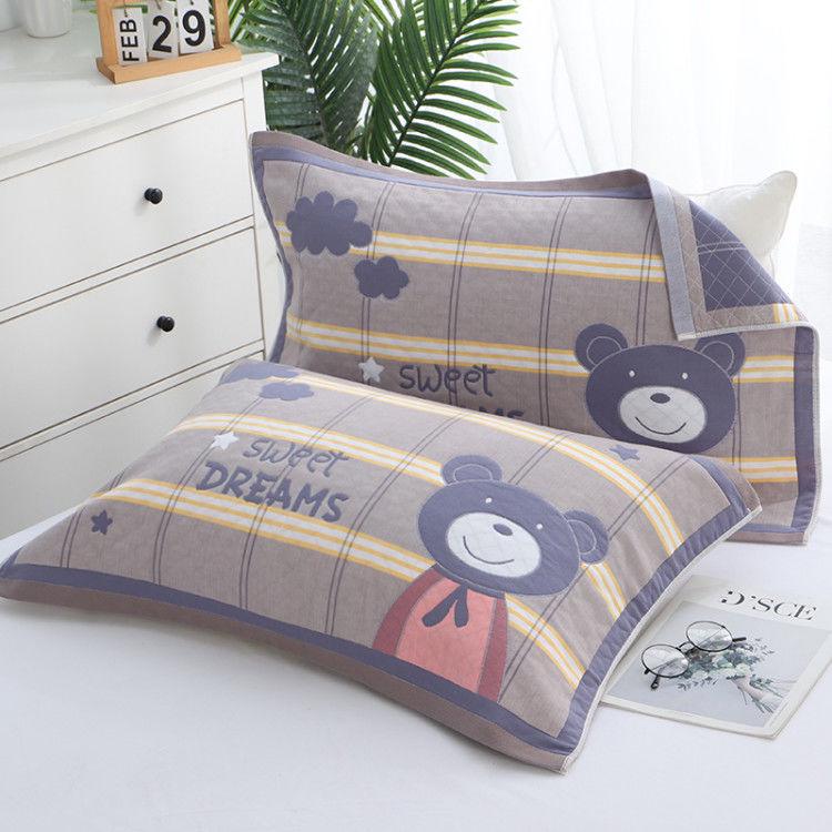 Set Asciugamano Cuscino Cotone a Quadri Extra Large e Spesso - Garza per la Casa Resistente alle Macchie per Coppie, Studenti