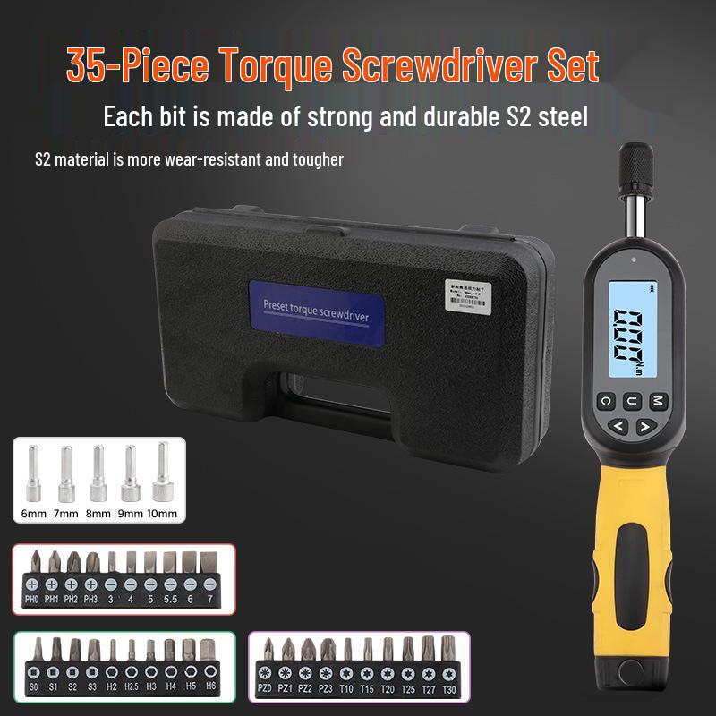 36-Piece Adjustable Torque Screwdriver Set with Digital Display