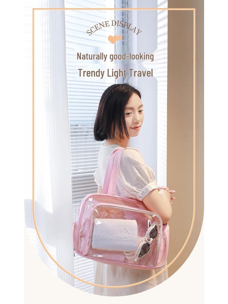 Large Waterproof PU Travel Bag - Wet/Dry Separation, Portable Fitness & Toiletry Storage