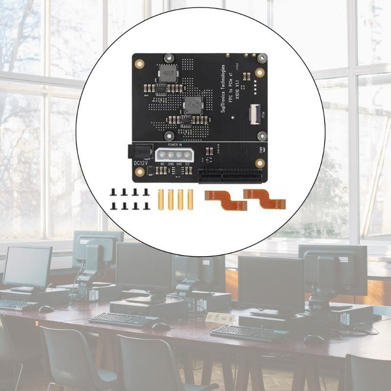 For RPi 5 PCIe Expansion Board With Standard PCIe Slot X1010 PCIe FFC Connectors Flexible Power Option
