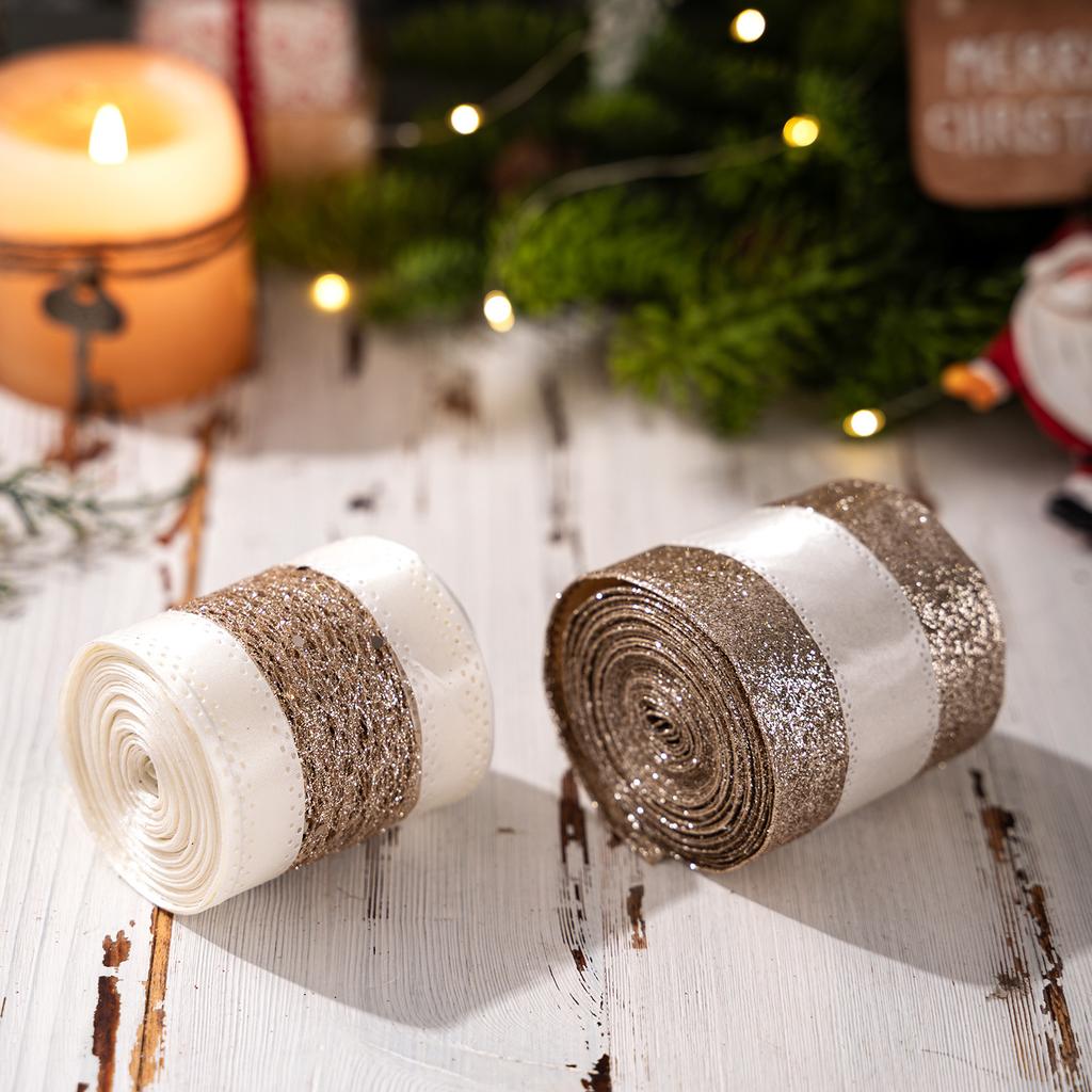 5m Christmas Decorations High-end European-style Ribbon Gold Ribbon Atmosphere Layout Decoration Mesh Ribbon