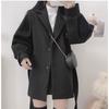 Turndown Collar Trench Women Coat Windbreaker Fitted Clothes Femme Loose Cloak Woolen Single-breasted Coat Outwear