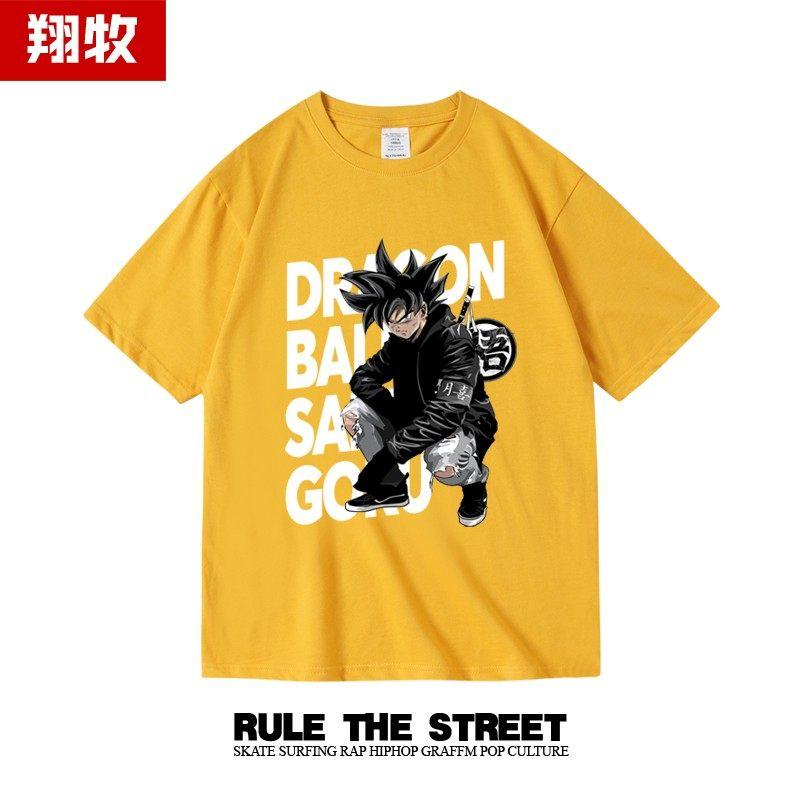 Seven Dragon Ball Beigeta Goku High Street Printed Summer Roundneck Pure Cotton ShortSleeved Tshirt
