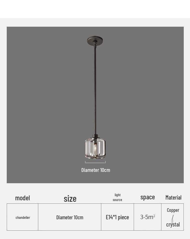 Luxury All-Copper Crystal Pendant Light for Dining and Bedroom