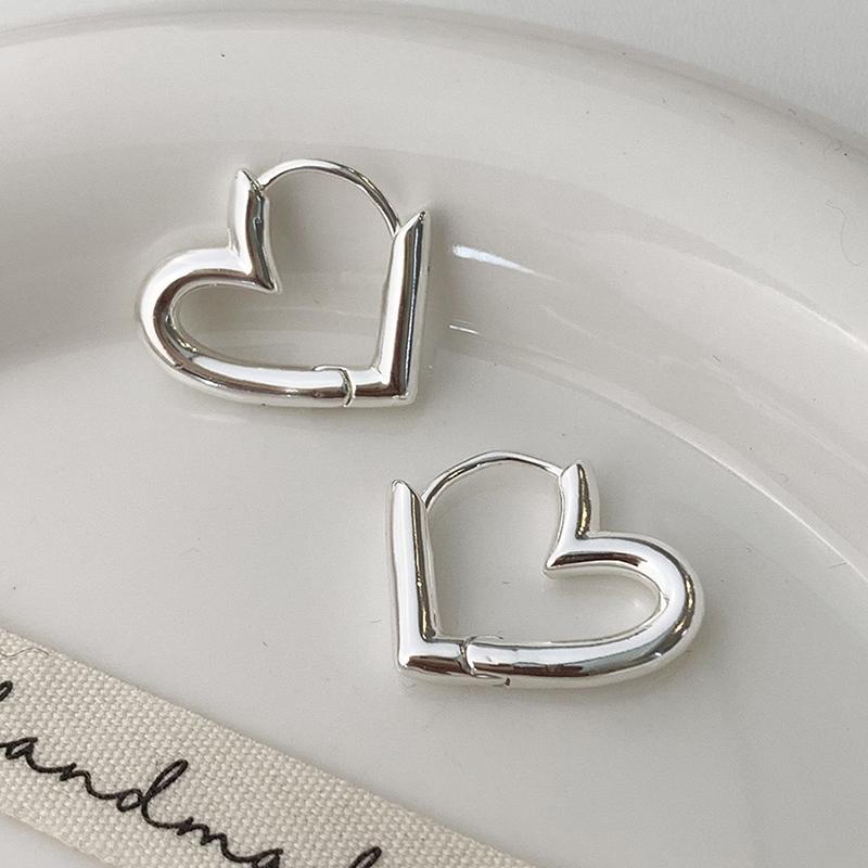 PONYKISS Tibetan Silver 18K Gold Plated Minimalist Heart Hoop Earrings for Women Cute Fashion Light Luxury Accessories