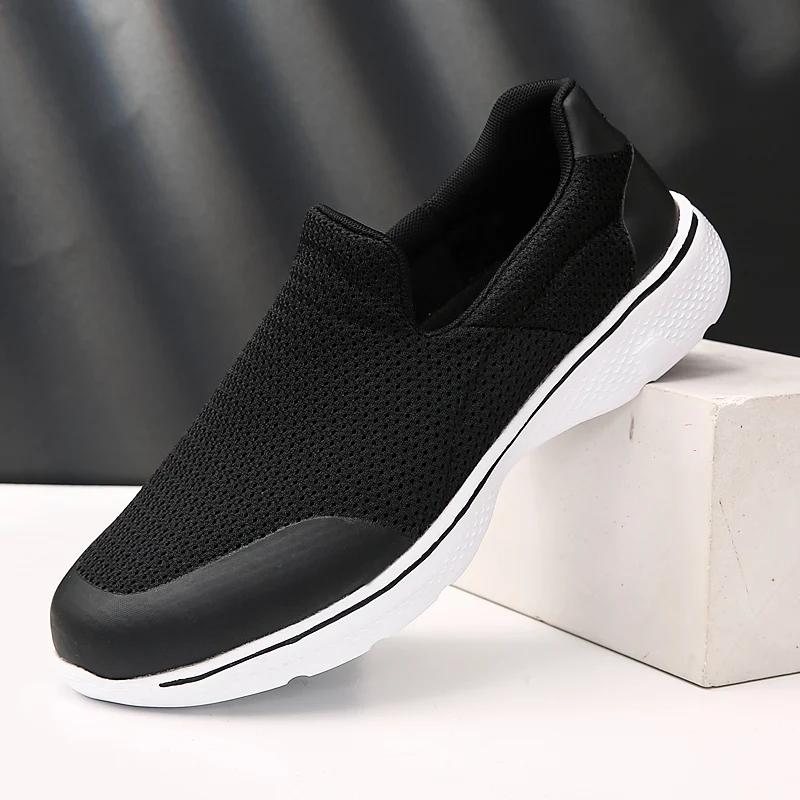 

Fashion New Men Casual Hot Sales High-End Shoes Mesh for Men Super Light Flats Shoes Sport Sneakers Big Size 36 чёрный