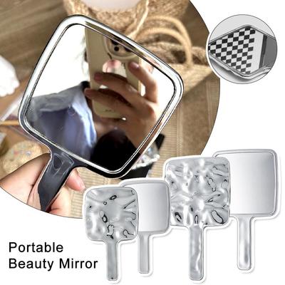 Ins Liquid Shape Square Mirror Mini Hand-Held Desktop Cosmetic Makeup Mirror Travel Portable Beauty Mirror For Handbag M5P3