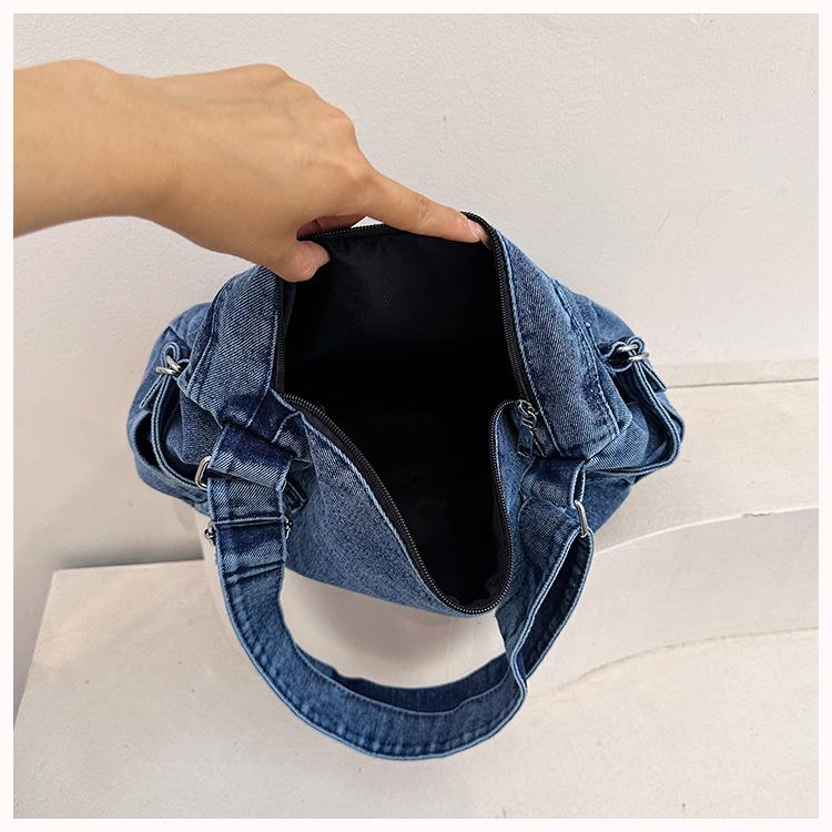 Denim One-Shoulder-Tragetasche im koreanischen Stil 2026 - Vielseitig, großes Fassungsvermögen für Arbeit/Uni