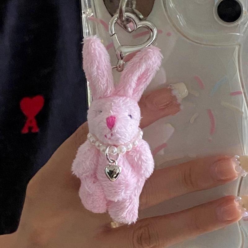 Cute Cartoon Rabbit/Bear Keychain Women's Bag Wallet Purse Pendant Charm Fun and Unique Accessory for Phone Bags Keys