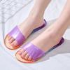 WTEMPO Trendy Jelly Outdoor Indoor Home Soft Slippers Women's Spring Summer Transparent Open Toe Flat Heel Beach Sandals