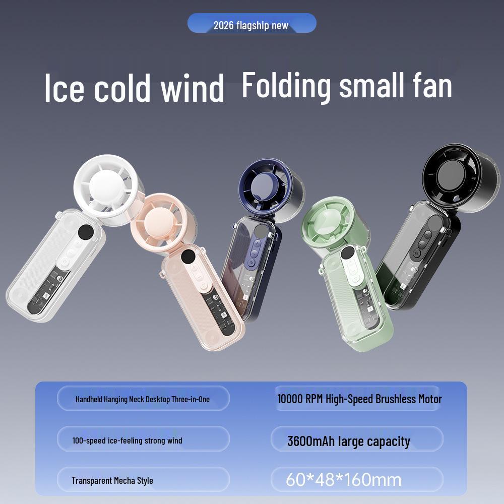 Rechargeable Handheld Neck-Hanging Mini Fan with Semiconductor Cooling and Long Battery Life