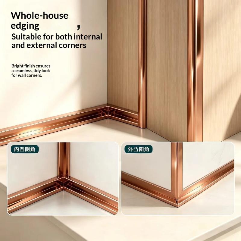 Self Adhesive Glossy Metal Edge Trim Strip With Strong Back Glue And Easy Installation Perfect For Home Wall Tile Gap Decoration