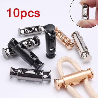 10Pcs Metal Double Hole Head Spring Buckle Cord Lock Elastic Adjustment Buckles Tightening Fasteners Locks Sewing Tools