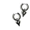 Punk Silver Color Peach Heart Pendant Earrings for Women Simple Fashion Geometric Circular Ear Buckle New Trendy Jewelry Gift