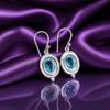 Natural Sky Blue Topaz Gemstone 925 Solid Silver Handmade Jewelry Hook Earrings 1.50" Anniversary Gift EE-1-4
