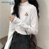 Jeanswest Women's Semi-High Neck Fleece-Lined Long Sleeve T-Shirt
