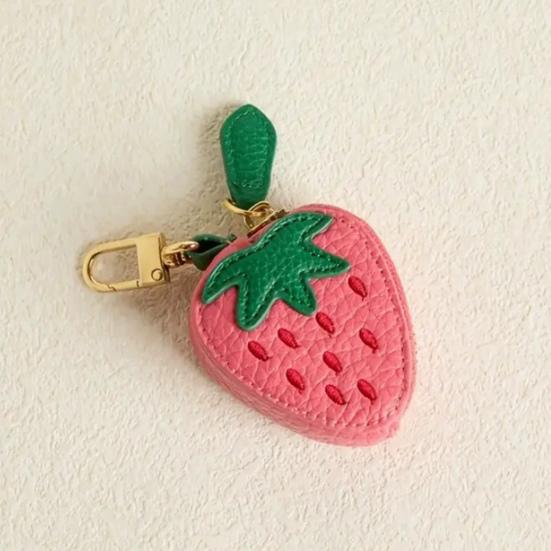 Fruit Coin Wallet Lemon Strawberry Zippered Purse Fruit Faux Leather Bag Mini Purse for Coins Lipsticks Street Daily Outings