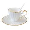 White Bone China Coffee Cup and Saucer, Lightweight Porcelain Espresso Cups with Gold Trim,Ceramic Tea Cup Coffee Mug,1 Set