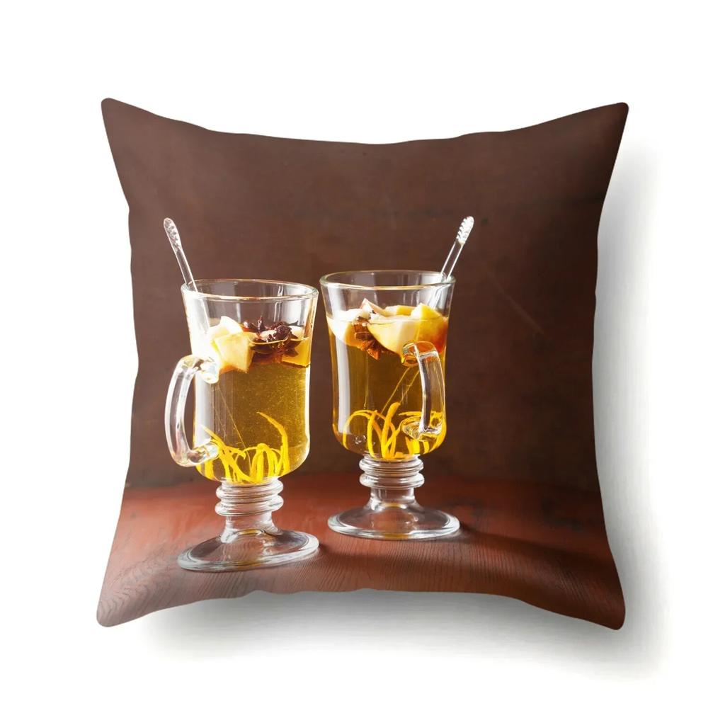 Black Tea Cup Pillowcase Office  Waist  Sofa
