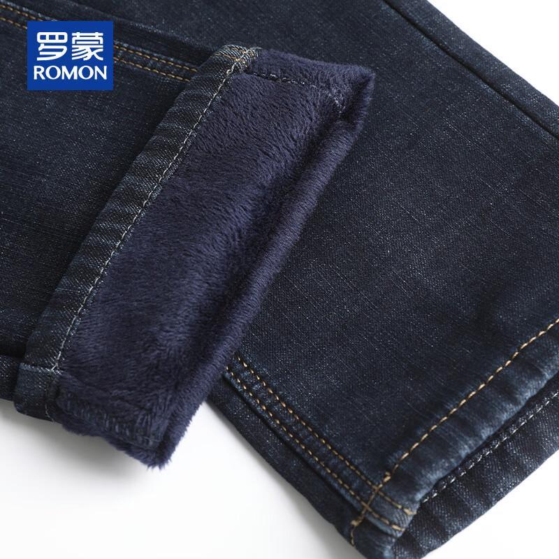 ROMON Men's Fleece-Lined Straight Fit Stretch Denim Jeans