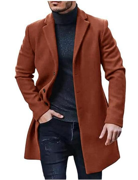 

Men s European Wool Blend Mid-Length Windbreaker Coat, Available In Multiple Colors and Sizes 3XL