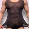 Herren Ultraleichte Netz-Tanktops Sommer Kühl Ärmellose Westen Transparentes Eis Seiden-Tops Fitnessstudio Fitness Netz-Unterhemden