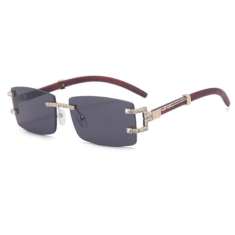 European and American new rimless sunglasses women's square diamond-encrusted flower feet fashion sunglasses trendy and varied glasses