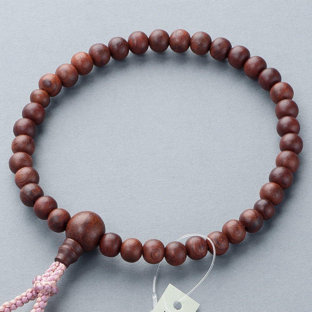 [Takita Buddhist Altar Shop] Women's Rosewood Prayer Beads (Matte Polished) 8mm Beads with Silk Odamaki Bonten Tassel, Prayer Beads Bag Included,