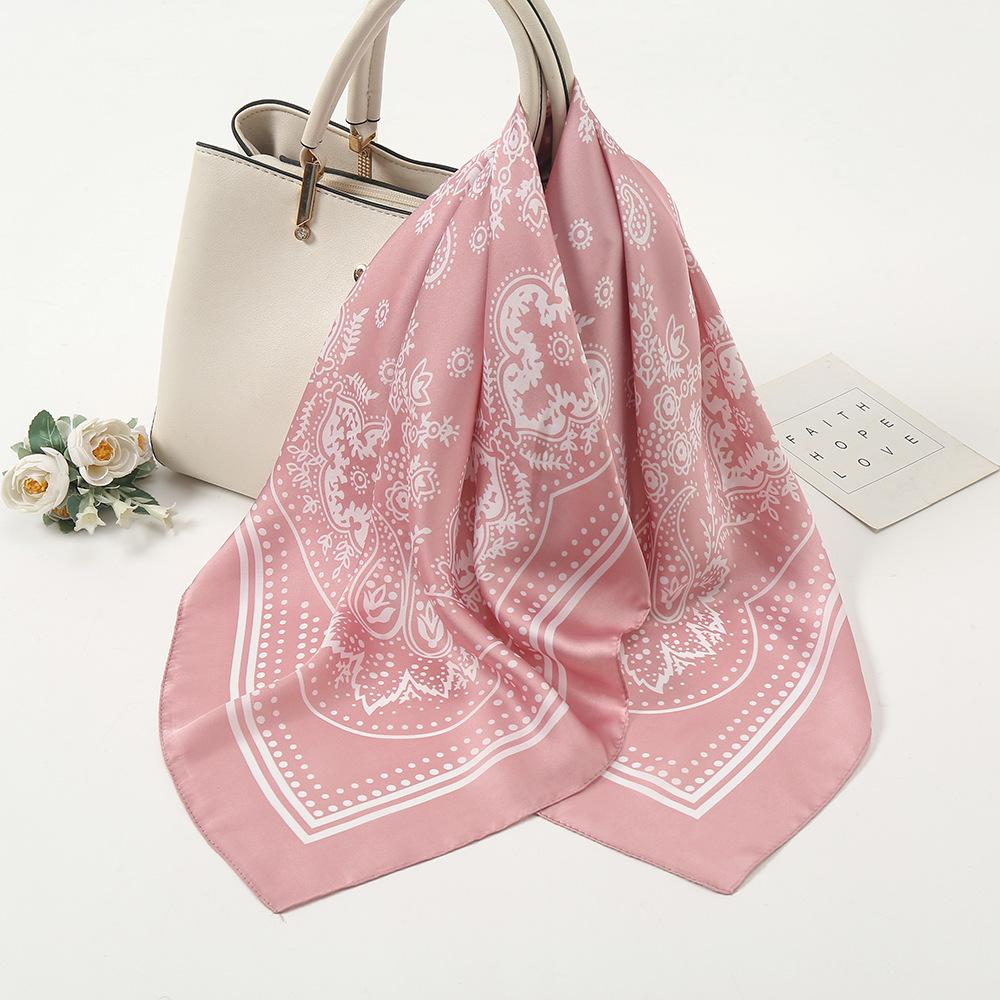 Summer new cashew flower versatile small square scarf simulation silk women's decorative scarf sunscreen multi-purpose silk scarf