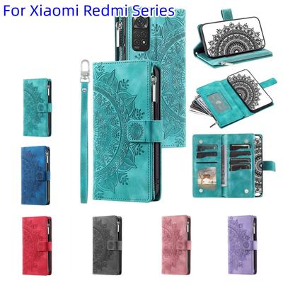 Pro Xiaomi Redmi All Series pro Mi 8 Lite,Mi 9T,Mi 10T Lite,Redmi 7A...Reliéfní design Flip Kožený zip Peněženka Kryt na kabelku