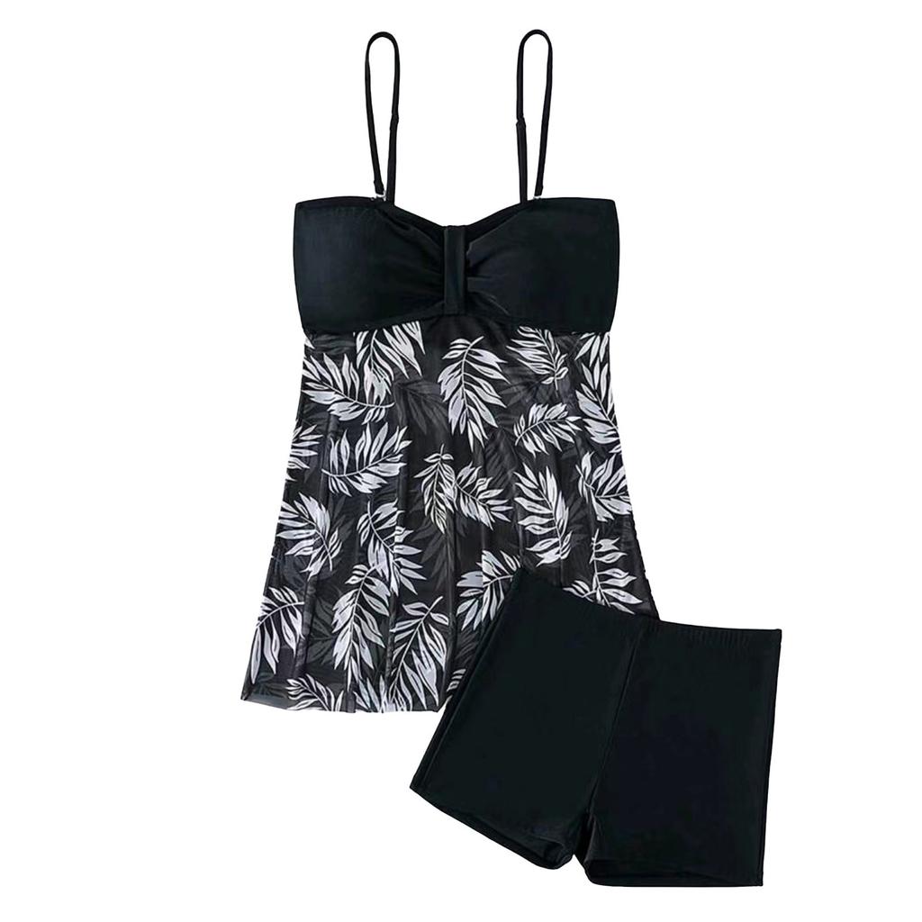 2025 Women Bikini Set Leaf Printed Strap Two Piece Beach Wear Hot Sexy Swimwears Tankinis Set Summer Ladies Swimsuits
