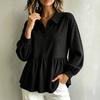 Women's Corduroy Blouse with Sleeves, Loose Fit and Waist Cinching for Casual Wear
