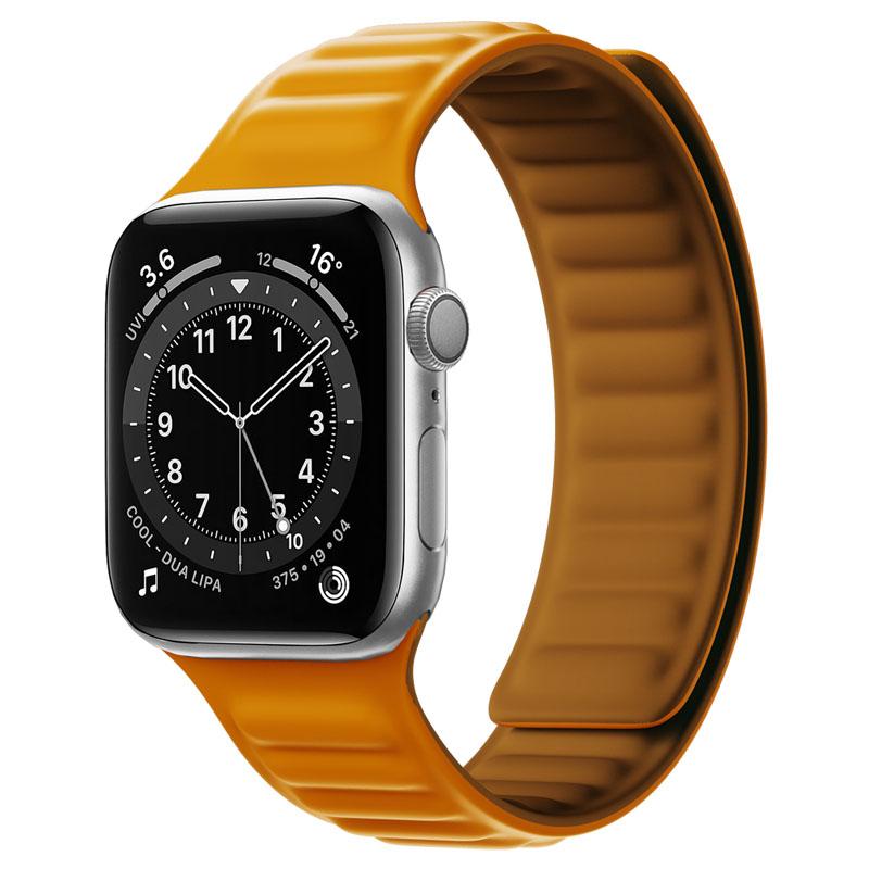 Silicone Link strap for Apple watch band 44mm 40mm 45mm 41mm 46mm 49mm Magnetic Loop bracelet iwatch series SE 7 8 9 ultra 2 10