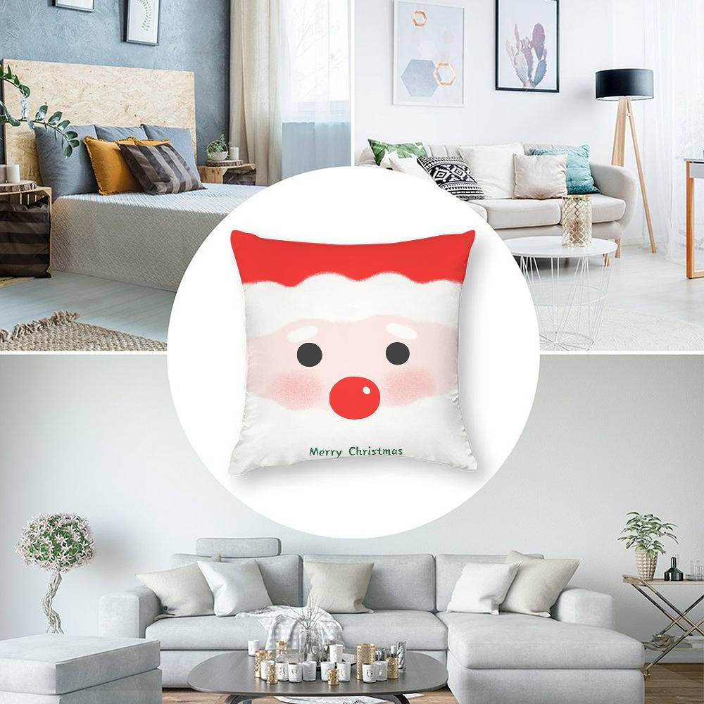 Merry Christmas Red Art Pillow Case  Plush Fabric Soft  Pillowcase Double Sided Print Cushion Cover Household Gifts