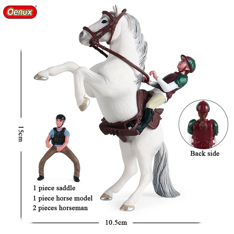 Oenux Model Konia Farmowego Wyścigowego Figurki Akcji DIY Jeździectwo Jeździec Zwierzęta Figurka Śliczna Edukacja Kolekcja Zabawka dla Dzieci Prezent