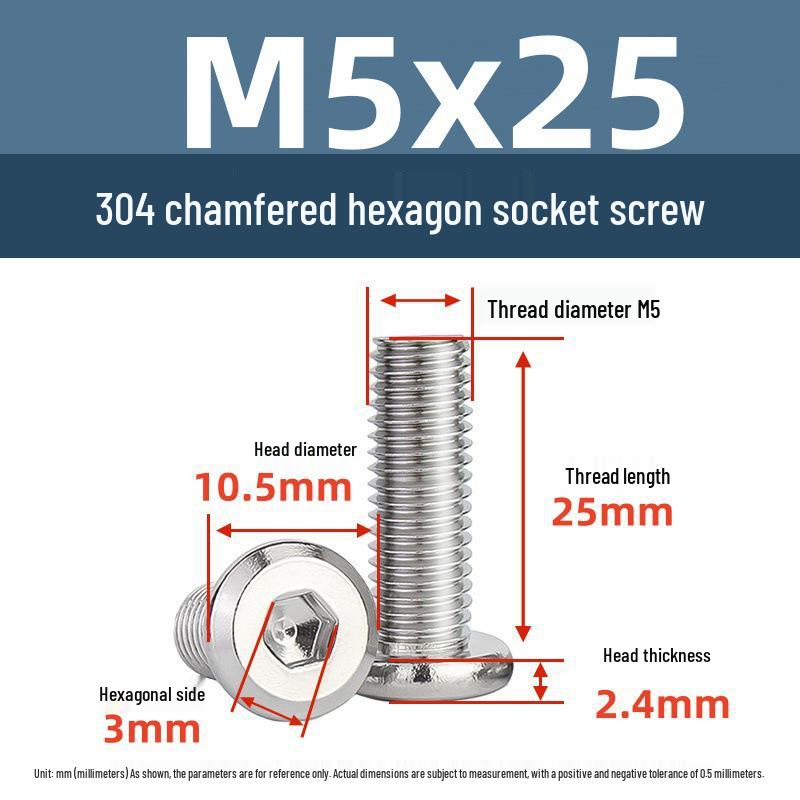 Yigu 304 Stainless Steel M2-M12 Countersunk Flat Head Hex Screw for Furniture & Cabinets