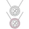 Ladies Fashion Jewelry High Quality White Pink Crystal Zircon Flower Leaf Pendant Four-leaf Clover Necklace Jewelry