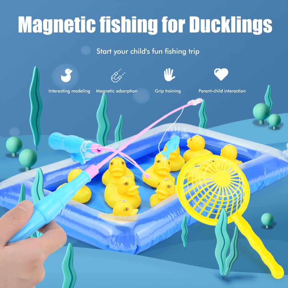 Giocattolo da pesca Bra 26x20x6 Bambini Piscina Anatra Giocattolo da pesca Giochi Giocattolo magnetico galleggiante Gioco gonfiabile da bagno per laghetto Giocattolo educativo per ragazzi