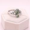 Moss Agate Coffin Ring Sterling Silver 925, Green Gemstone Statement Ring, Natural Moss Agate Boho Gothic Ring