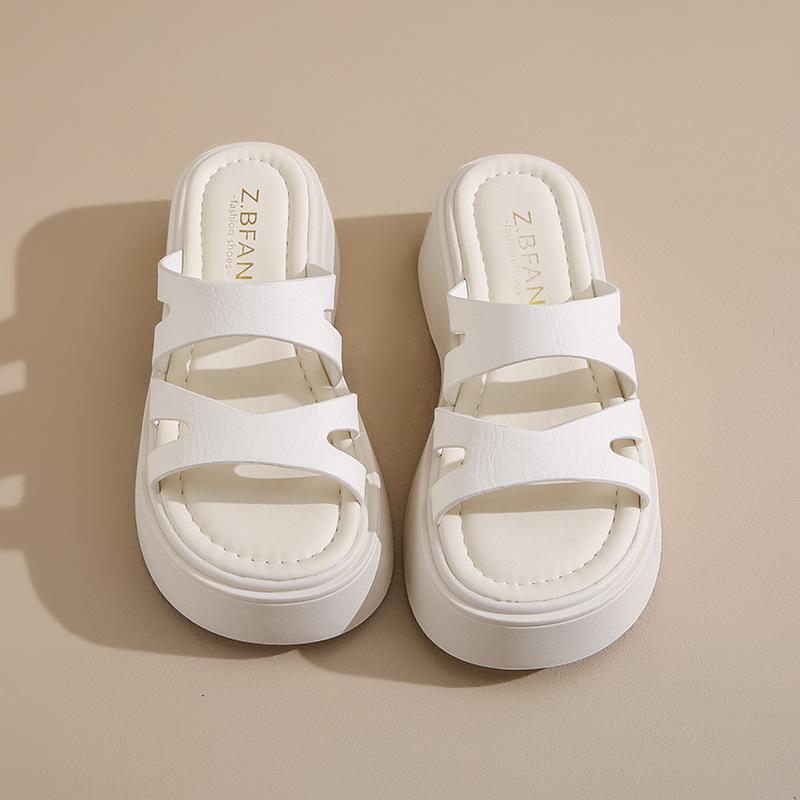 Beautiful with Skirt, Thick Bottom Heightening Cool Slippers, Women's Summer Wear Advanced Sense 2025 New Muffin Wedge Slippers