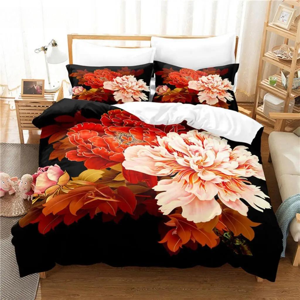 Flower Duvet Cover Bedding Set Quilt Case Linens King Queen Full Size 3D Print Pillowcase Single Twin Bed 240x220 260x240